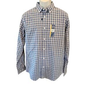NWT classic fit wrinkle resistant long sleeve pink blue checkered button up M